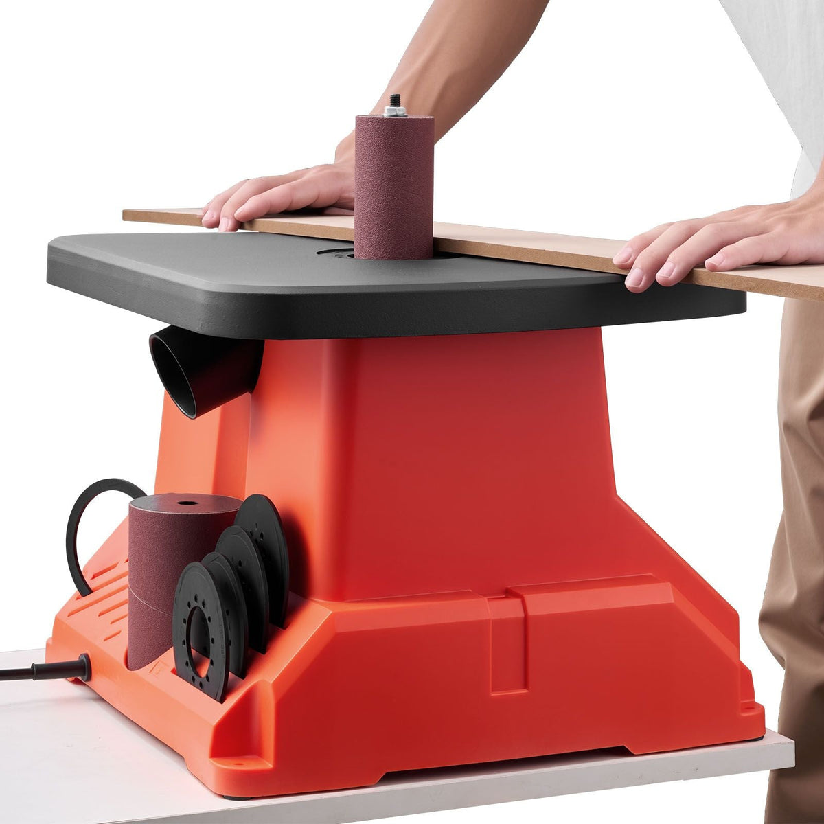 Oscillating Spindle Sander, 2400RPM Benchtop Spindle Sander with 6 Sleeves (1/2"-3"), 5/8" Stroke & 15.4 x 16.3-inch Wide Worktable for Furniture Finishing, Crafts Sanding, DIY Woodworking