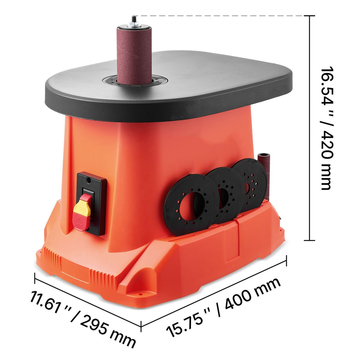 Oscillating Spindle Sander, 2400RPM Benchtop Spindle Sander with 6 Sleeves (1/2"-3"), 5/8" Stroke, 15.6" x 11.6" Cast Iron Worktable for Furniture Finishing, Crafts Sanding, DIY Woodworking