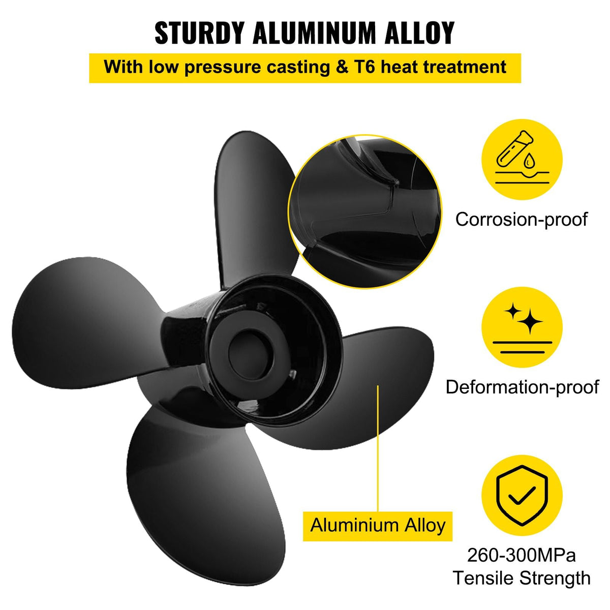 Outboard Propeller, Replace for OEM 48-8M0084494, 4-Blade 14 1/2 x 17 Boat Propeller, Compatible with 135-300HP 2-Stroke & 4-Stroke Outboards, Alpha&Bravo I Stern-Drives, RH
