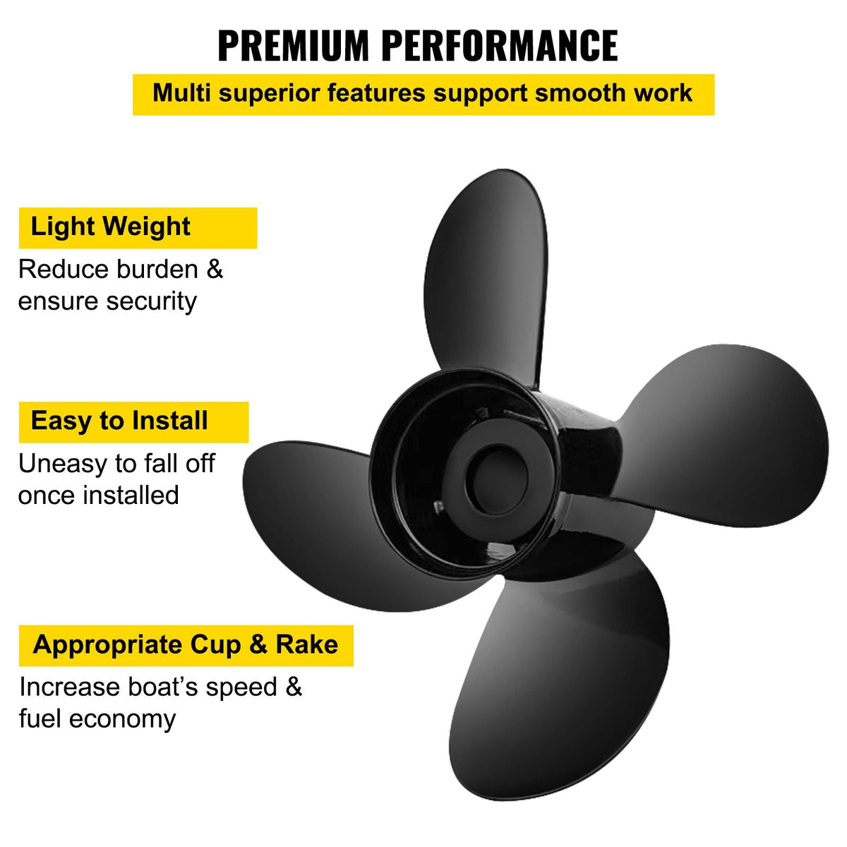 Outboard Propeller, Replace for OEM 48-8M0084494, 4-Blade 14 1/2 x 17 Boat Propeller, Compatible with 135-300HP 2-Stroke & 4-Stroke Outboards, Alpha&Bravo I Stern-Drives, RH
