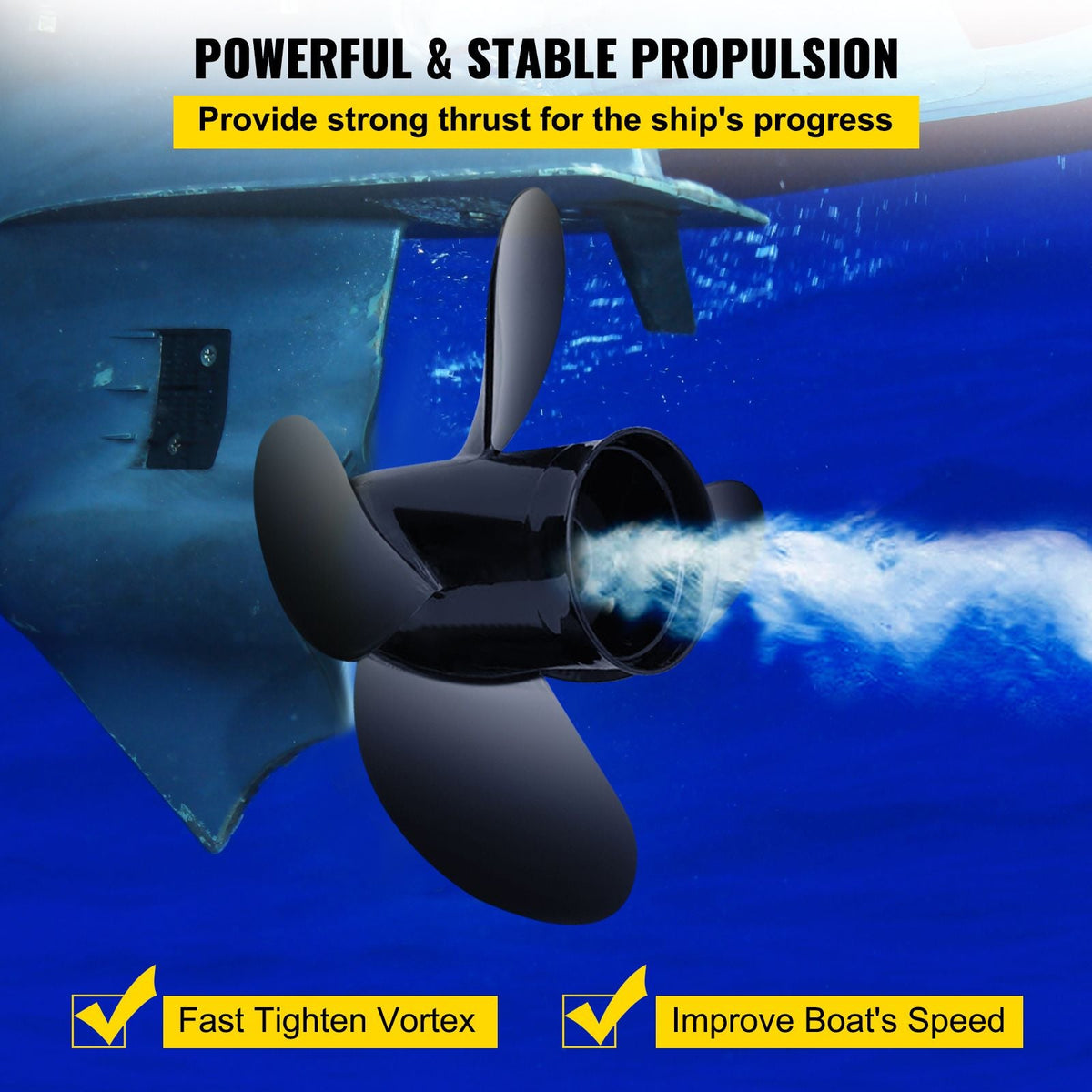 Outboard Propeller, Replace for OEM 48-8M0084494, 4-Blade 14 1/2 x 17 Boat Propeller, Compatible with 135-300HP 2-Stroke & 4-Stroke Outboards, Alpha&Bravo I Stern-Drives, RH