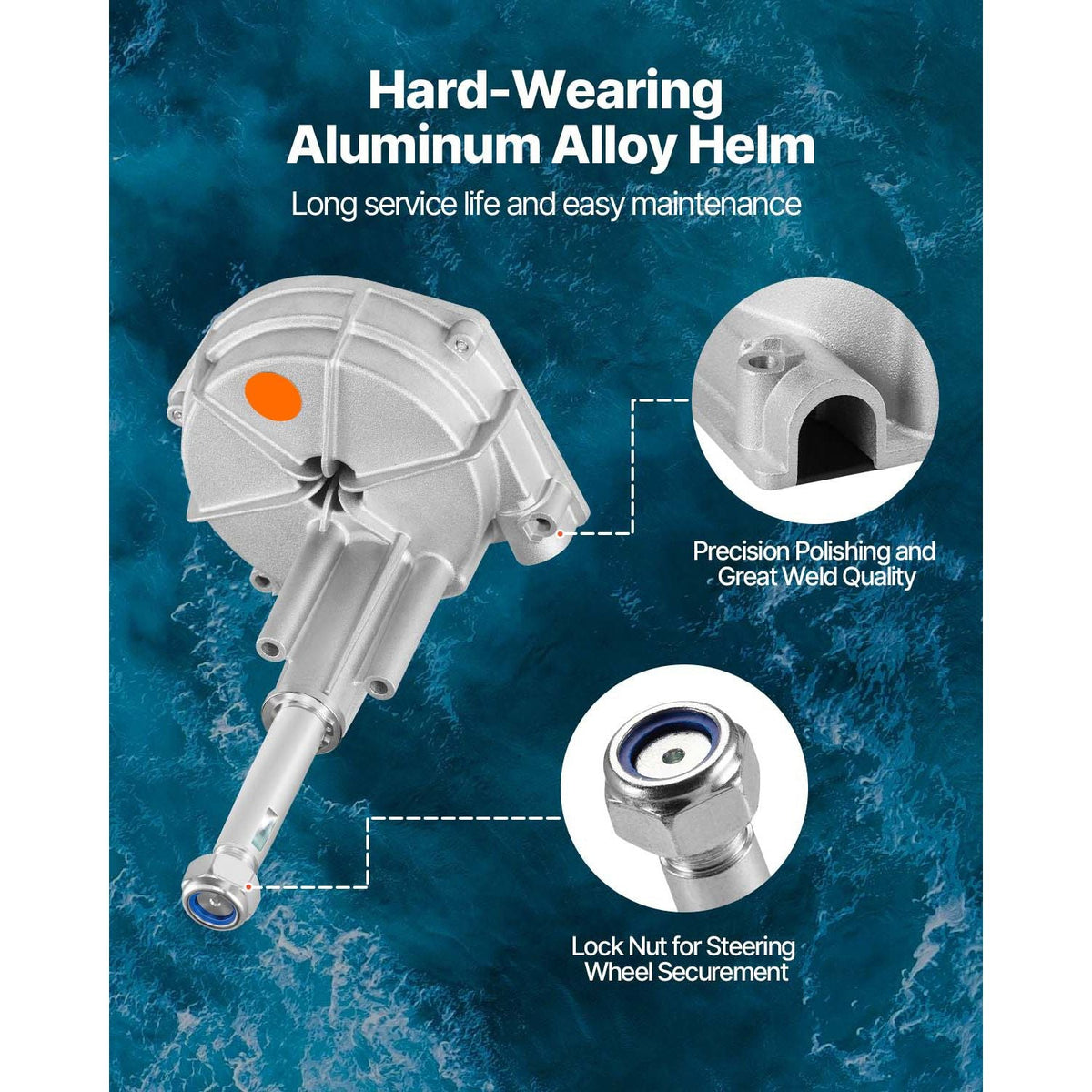 Outboard Steering System 16\' Outboard Steering Kit 16 Feet Boat Steering Cable with 13\" Wheel Durable Marine Steering System