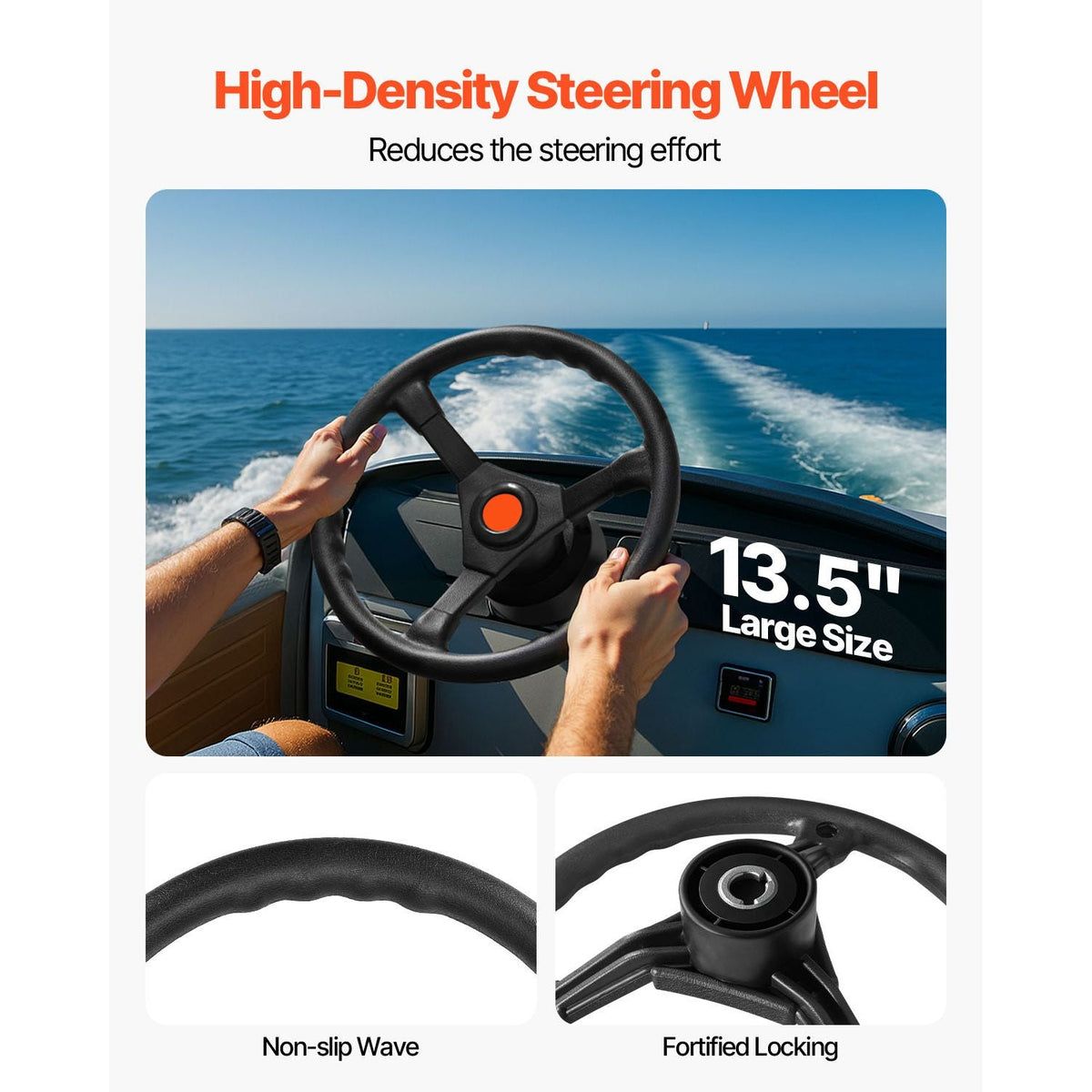 Outboard Steering System SS13715 Safe-T Quick Connect Rotary Steering System 15' Steering Cable With 13" Wheel Durable Marine Steering System