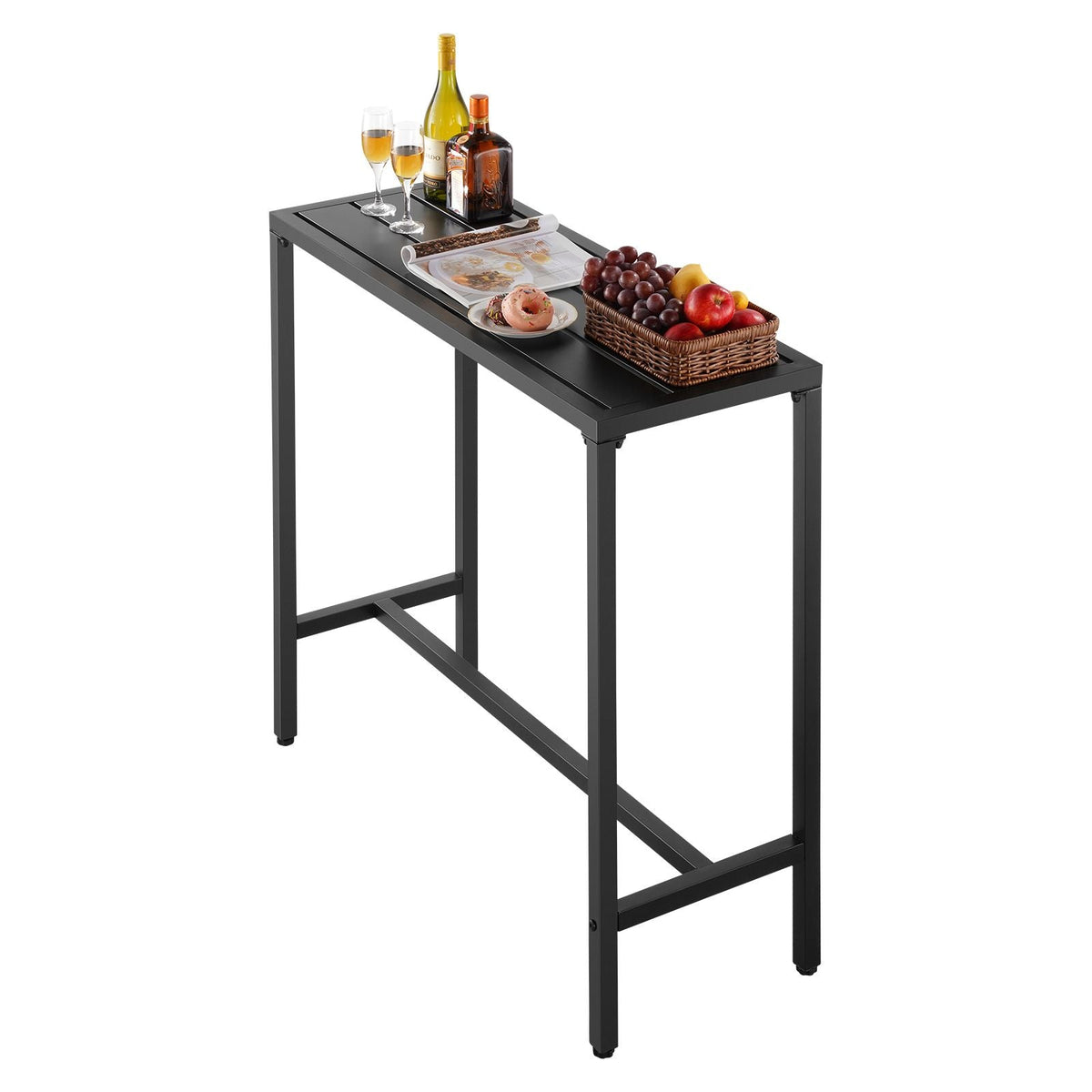 Outdoor Bar Table, 39.4 x 15 in Patio Bar Table, Waterproof Top & Sturdy Metal Frame, Rectangle Counter Height Dining Tables, Outdoor Furniture for Balcony, Yard, Hot Tub, Poolside, Indoor