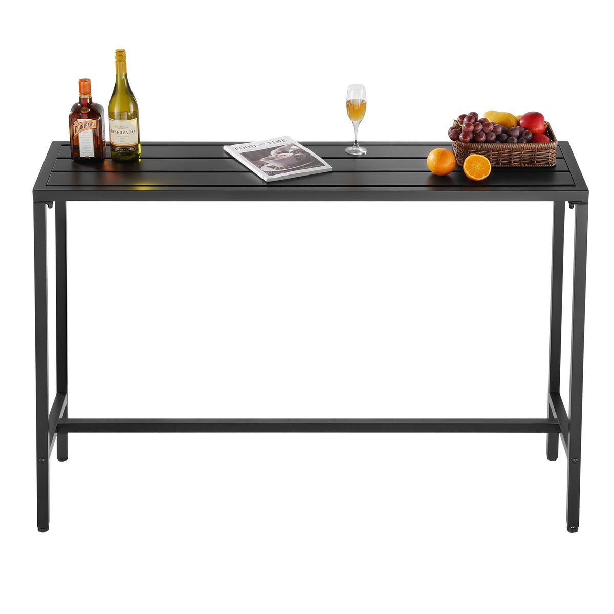 Outdoor Bar Table, 55 x 15 in Patio Bar Table, Waterproof Top & Sturdy Metal Frame, Rectangle Counter Height Dining Tables, Outdoor Furniture for Balcony, Yard, Hot Tub, Poolside, Indoor