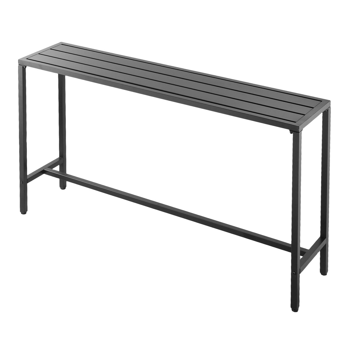 Outdoor Bar Table, 63 x 15 in Patio Bar Table, Waterproof Top & Sturdy Metal Frame, Rectangle Counter Height Dining Tables, Outdoor Furniture for Balcony, Yard, Hot Tub, Poolside, Indoor