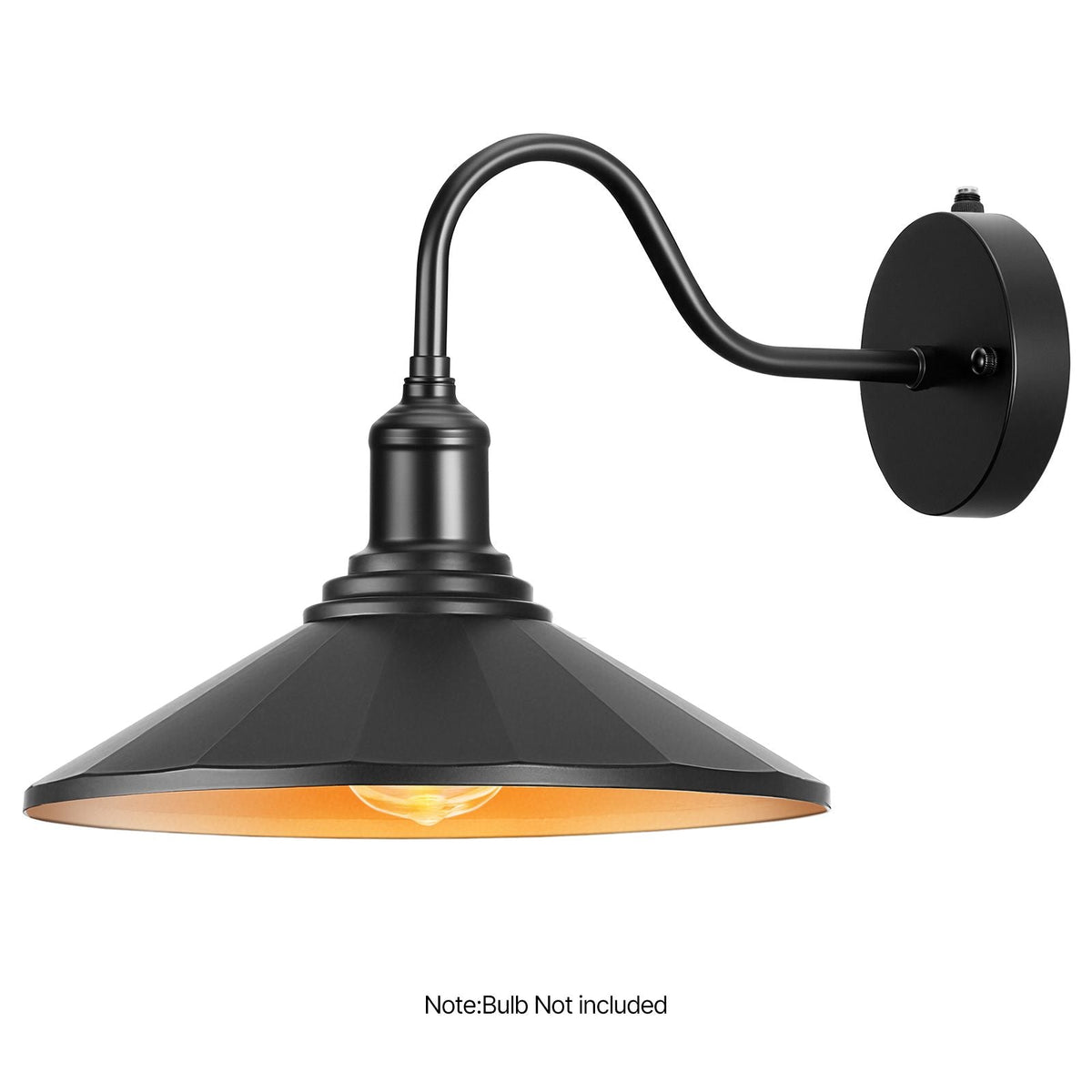 Outdoor Barn Light, 11.5 in Diameter, 2-Pack Farmhouse Gooseneck Light Fixture, Dusk to Dawn Exterior Wall Sconce, with Anti-Rust, E26 Bulb Compatible for Porch, House, Entryway, Garage, Black