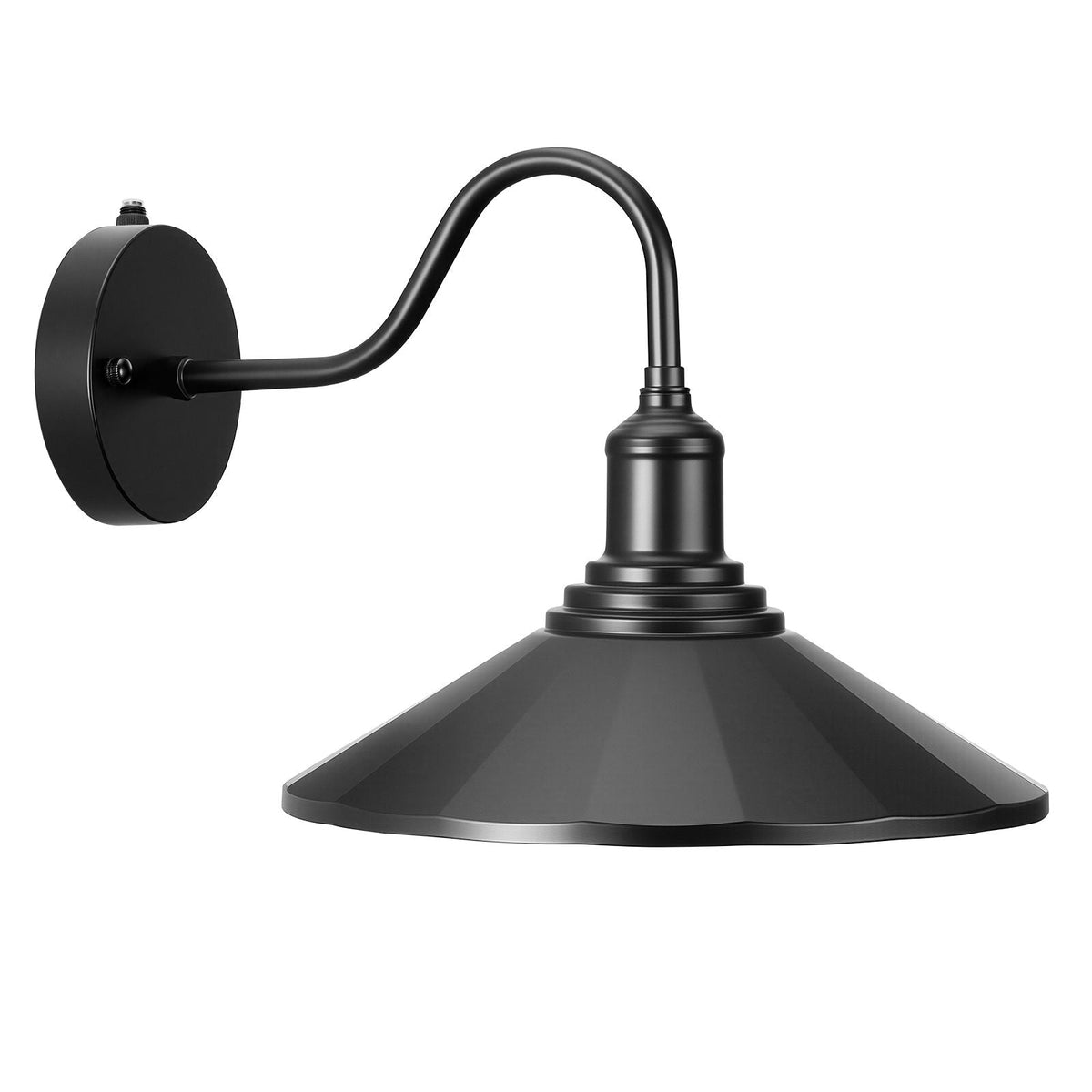 Outdoor Barn Light, 11.5 in Diameter, 2-Pack Farmhouse Gooseneck Light Fixture, Dusk to Dawn Exterior Wall Sconce, with Anti-Rust, E26 Bulb Compatible for Porch, House, Entryway, Garage, Black