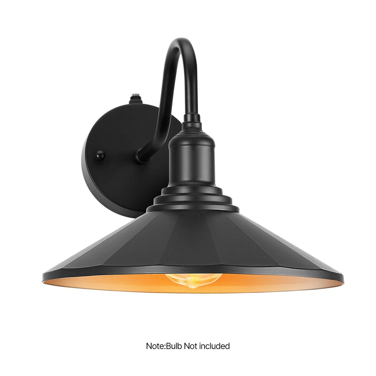 Outdoor Barn Light, 11.5 in Diameter, 2-Pack Farmhouse Gooseneck Light Fixture, Dusk to Dawn Exterior Wall Sconce, with Anti-Rust, E26 Bulb Compatible for Porch, House, Entryway, Garage, Black