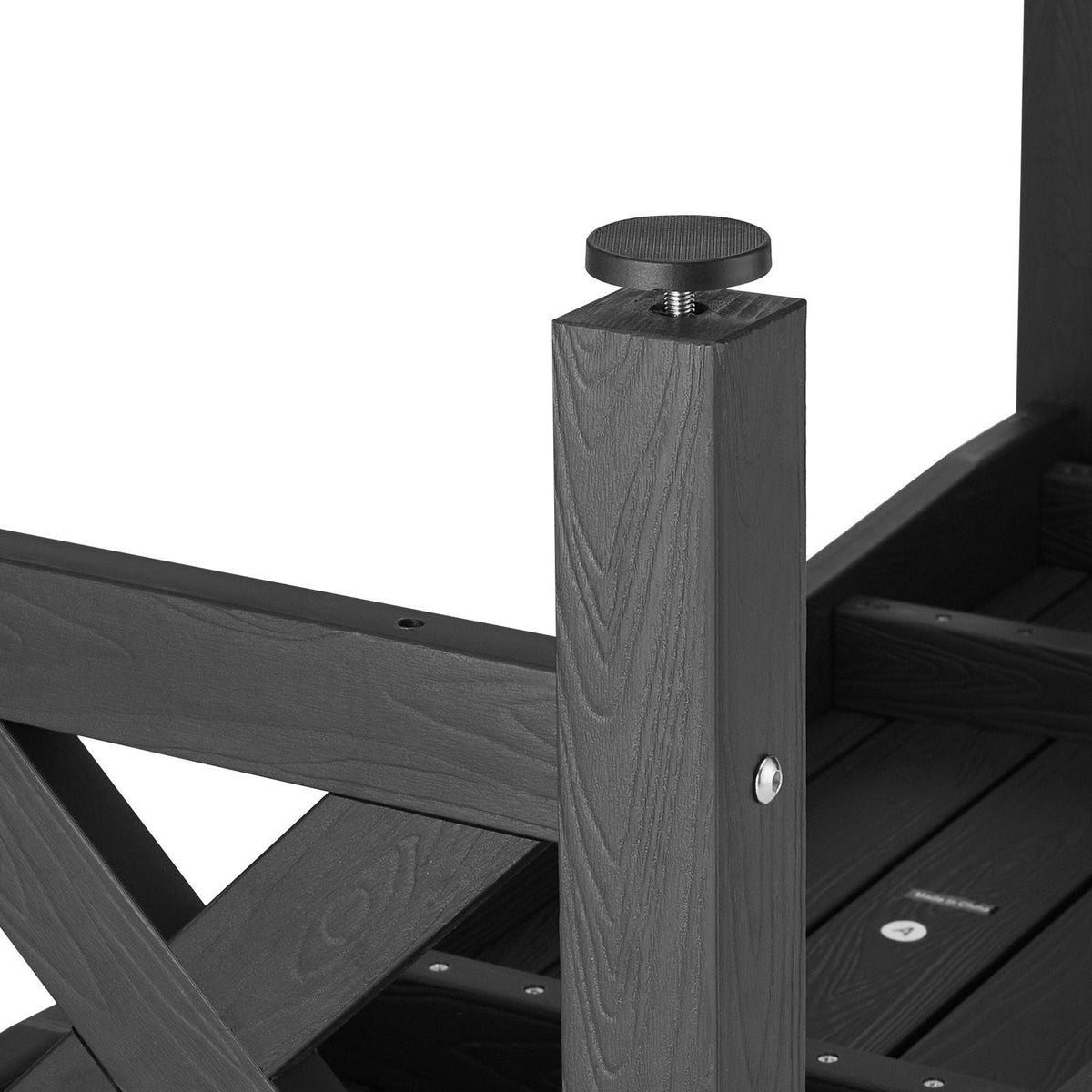 Outdoor Bench, 44.5 inch, 600 lbs Weight Capacity, Weatherproof Plastic Frame with Adjustable Level Footpads and Thick Leg, Outside Bench for Patio, Garden, Park, Yard, Front Porch, Black