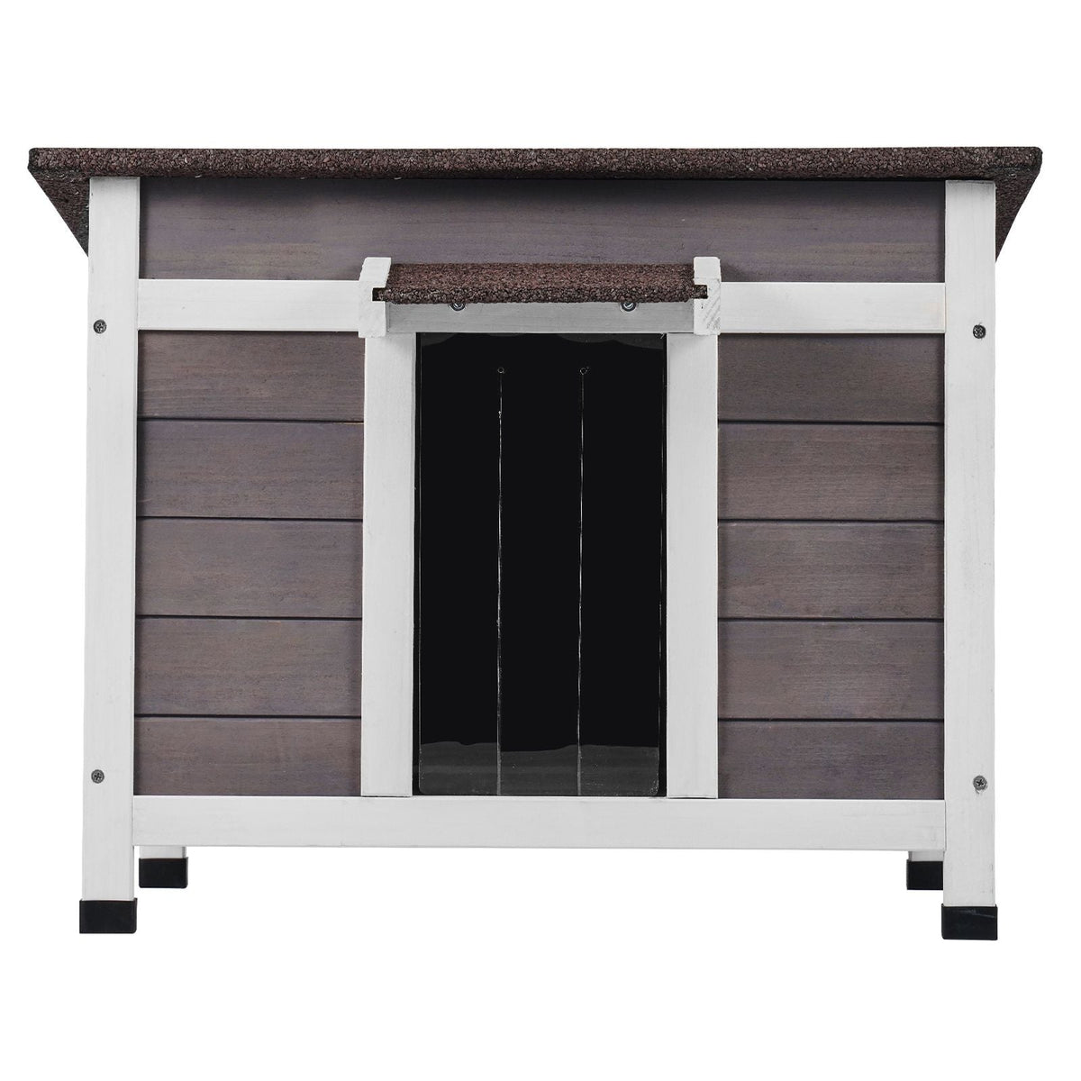 Outdoor Cat House Weatherproof, Feral Cat Shelter for Multiple Cats, Outdoor Wooden Cat Rabbit House with a Window, Open Roof and PVC Door Flaps, 24"L x 21"W x 18"H