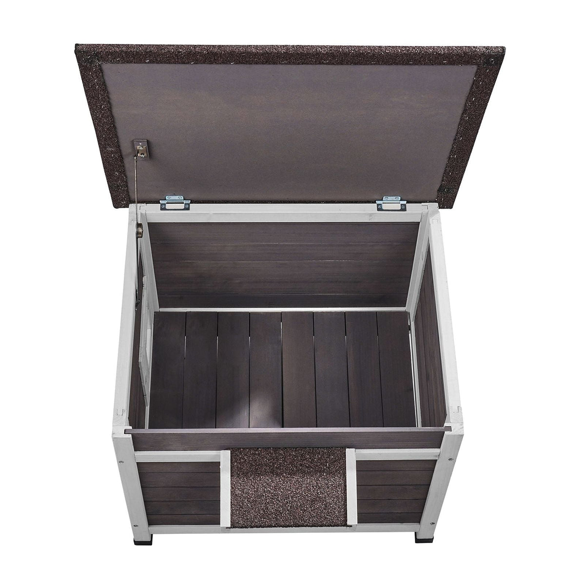 Outdoor Cat House Weatherproof, Feral Cat Shelter for Multiple Cats, Outdoor Wooden Cat Rabbit House with a Window, Open Roof and PVC Door Flaps, 24"L x 21"W x 18"H