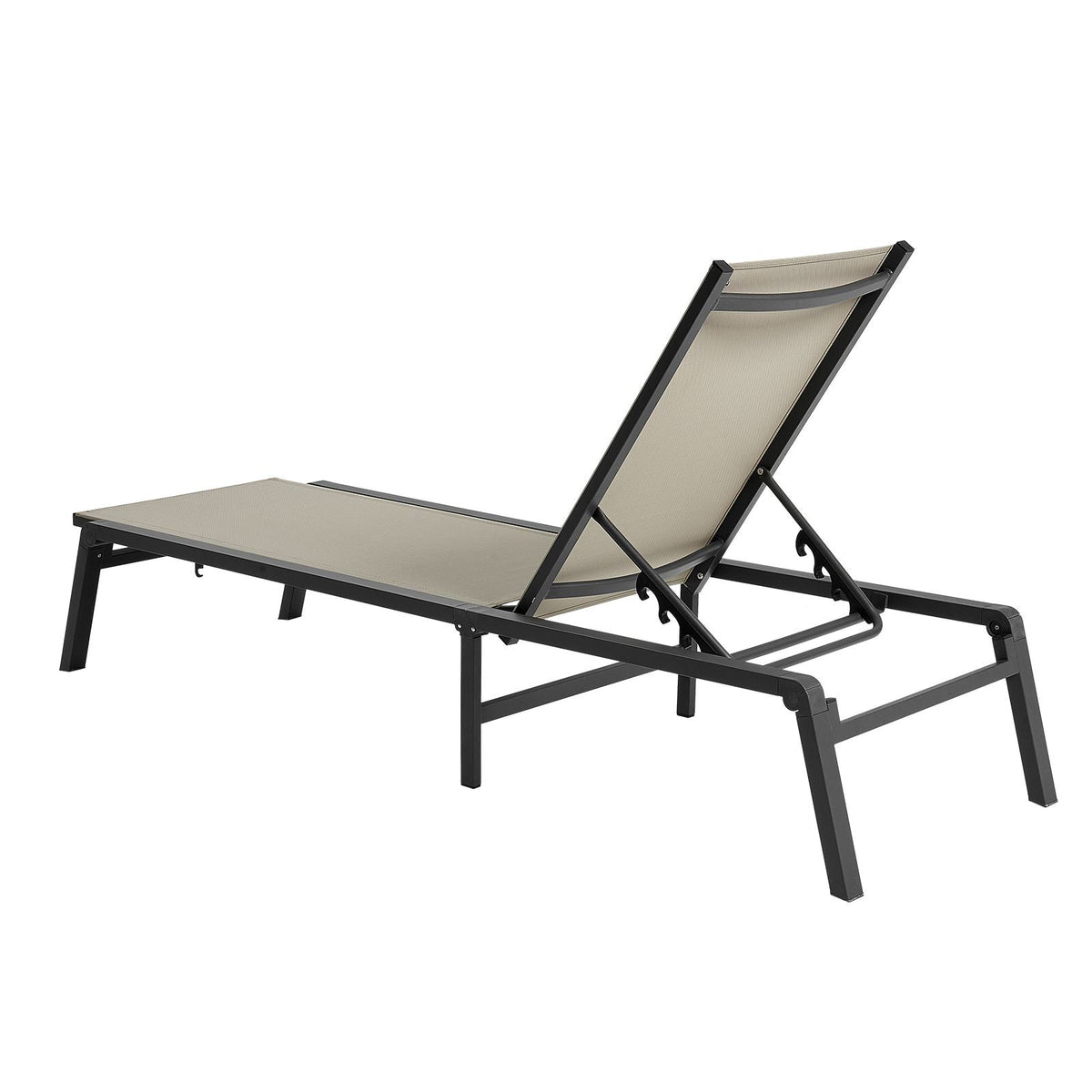 Outdoor Chaise Lounge Chair, 400 lbs Weight Capacity, Foldable Sun Tanning Chair, 5 Adjustable Positions, Easy Assembly, Heavy Duty Aluminum Pool Recliner Lounge Chairs, for Beach Yard Patio