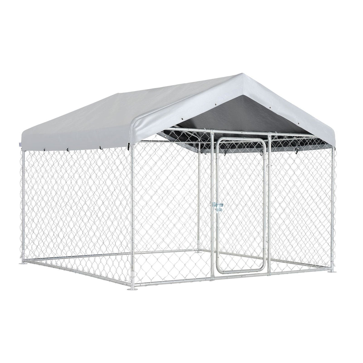 Outdoor Dog Kennel, 6.56 x 6.56 x 5.25 ft Large Dog Kennel with Secure Lock, Outside Dogs Enclosures with UV-Resistant & Waterproof Roof Cover, Heavy Duty Pet Crate Cage Run for Large Dogs