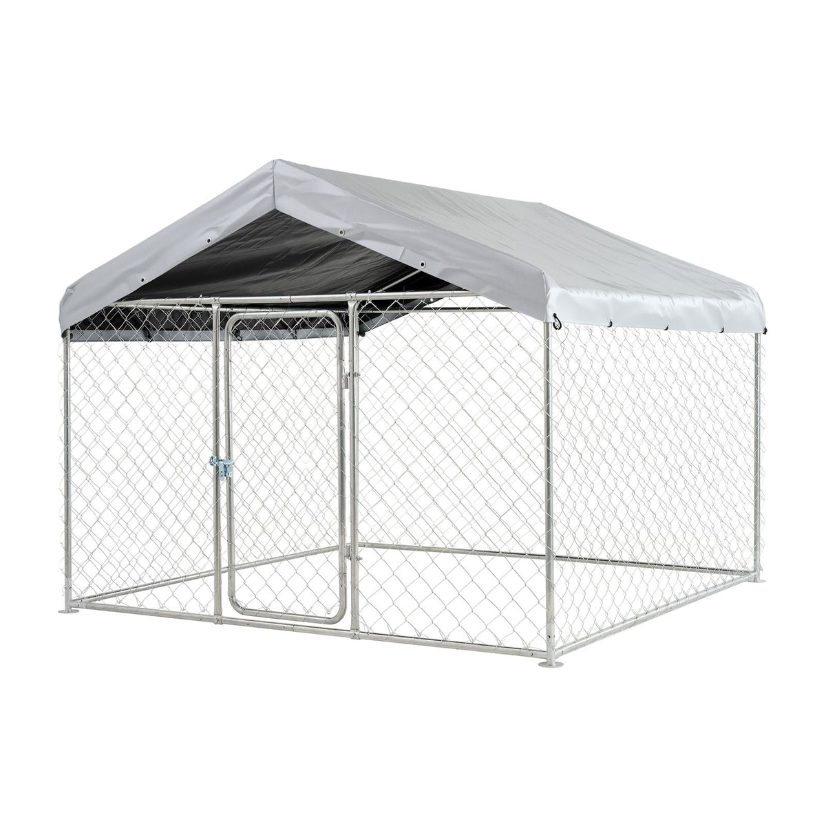 Outdoor Dog Kennel, 6.56 x 6.56 x 5.25 ft Large Dog Kennel with Secure Lock, Outside Dogs Enclosures with UV-Resistant & Waterproof Roof Cover, Heavy Duty Pet Crate Cage Run for Large Dogs