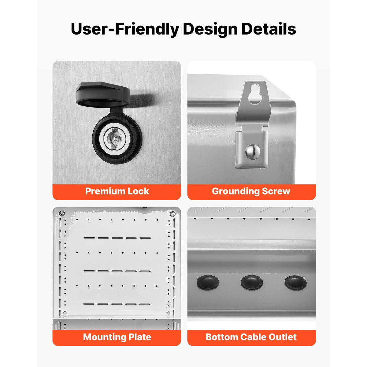 Outdoor Electrical Box, 20 x 16 x 8 in, Stainless Steel Ventilated Electrical Enclosure with Thermostat and Fan, Rain Hood, Hinge Connection, IP65 Waterproof Junction Box, Wall/Pole Mounted,
