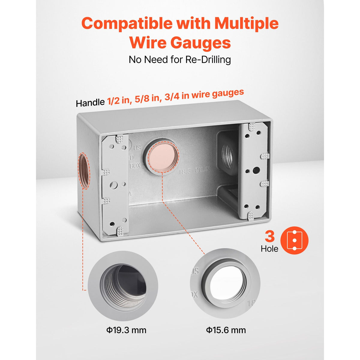 Outdoor Electrical Box, 4.5 x 2.8 x 2 in, Weatherproof Outlet Junction Box, Suitable 1/2-Inch or 3/4-Inch Electrical Conduit, 18.3 Cu.In Large Capacity Plug Receptacle Protector, 4PCS, Gray