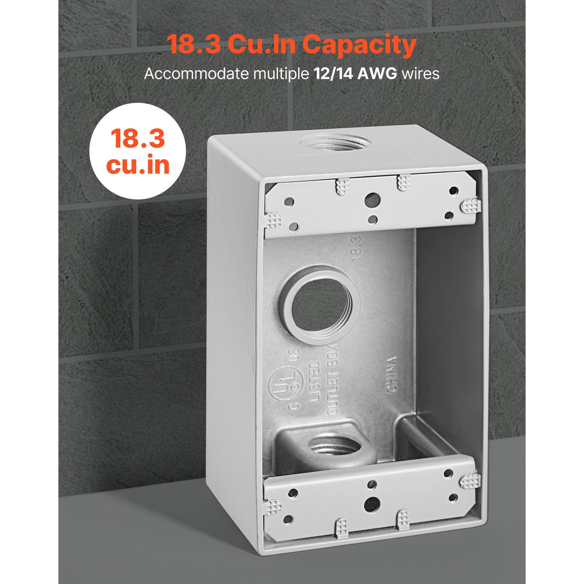 Outdoor Electrical Box, 4.5 x 2.8 x 2 in, Weatherproof Outlet Junction Box, Suitable 1/2-Inch or 3/4-Inch Electrical Conduit, 18.3 Cu.In Large Capacity Plug Receptacle Protector, 4PCS, Gray
