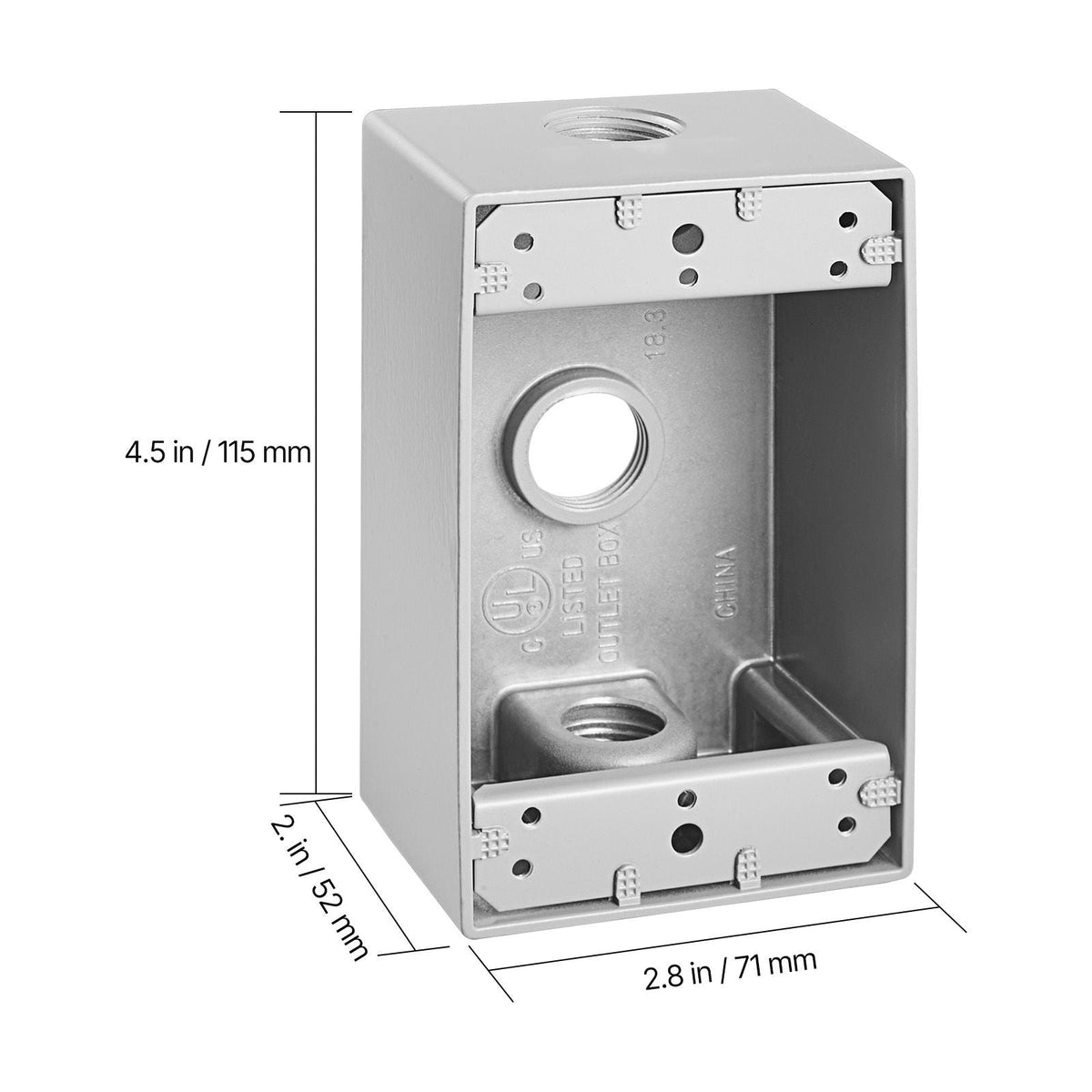 Outdoor Electrical Box, 4.5 x 2.8 x 2 in, Weatherproof Outlet Junction Box, Suitable 1/2-Inch or 3/4-Inch Electrical Conduit, 18.3 Cu.In Large Capacity Plug Receptacle Protector, 4PCS, Gray