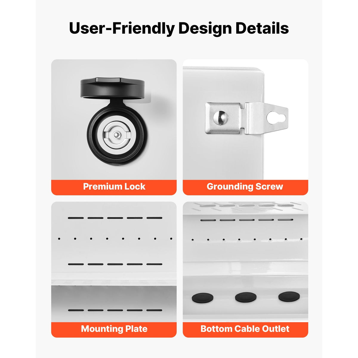 Outdoor Electrical Box, Cold-Rolled Steel, Electrical Junction Box with Thermostat and Fan, Rain Hood, Ventilated Design, IP65 Waterproof Hinged Enclosure, Wall/Pole Mounted, 20 x 16 x 8 in