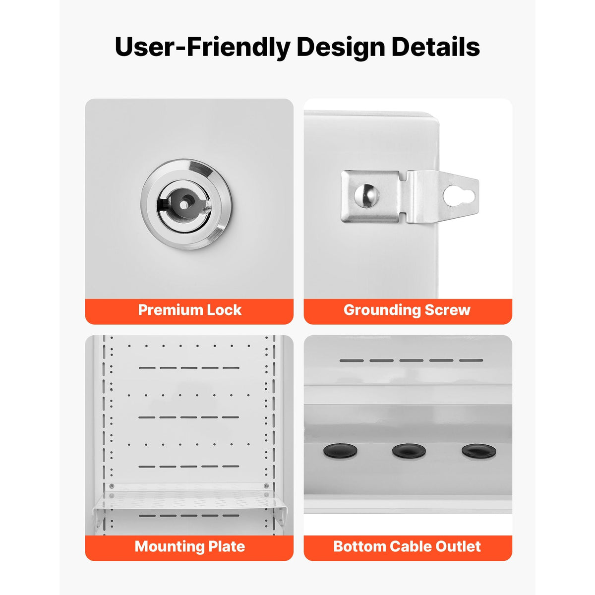 Outdoor Electrical Box, Cold-Rolled Steel, Electrical Junction Box with Thermostat and Fan, Rain Hood, Ventilated Design, IP65 Waterproof Hinged Enclosure, Wall/Pole Mounted, 24 x 16 x 12 in