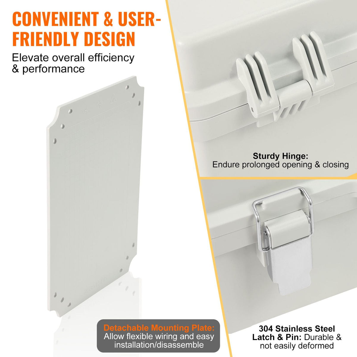 Outdoor Electrical Junction Box, 11.81 x 7.87 x 7.08 in, ABS Plastic Electrical Enclosure Box with Hinged Cover Stainless Steel Latch, IP67 Dustproof Waterproof for Outdoor Electrical Projects