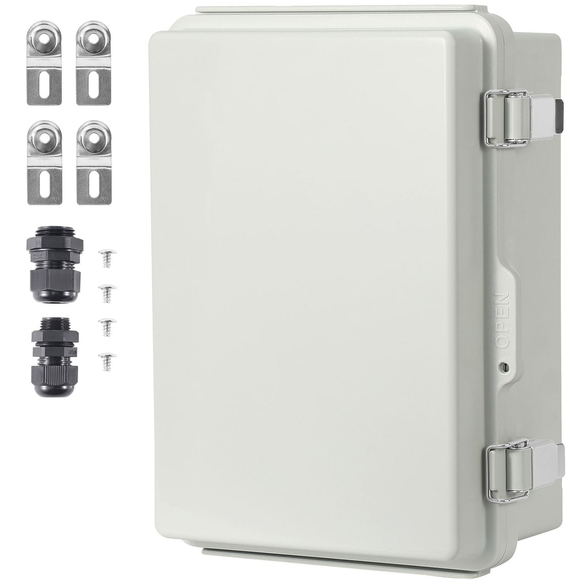 Outdoor Electrical Junction Box, 16.93 x 12.99 x 7.09 in, ABS Plastic Electrical Enclosure Box with Hinged Cover Stainless Steel Latch, IP67 Dustproof Waterproof for Outdoor Electrical Projects