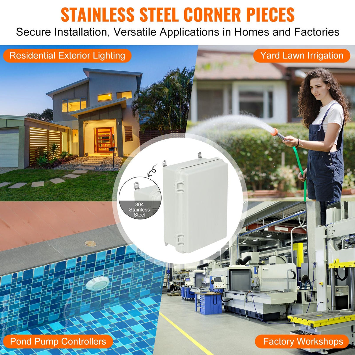 Outdoor Electrical Junction Box, 16.93 x 12.99 x 7.09 in, ABS Plastic Electrical Enclosure Box with Hinged Cover Stainless Steel Latch, IP67 Dustproof Waterproof for Outdoor Electrical Projects