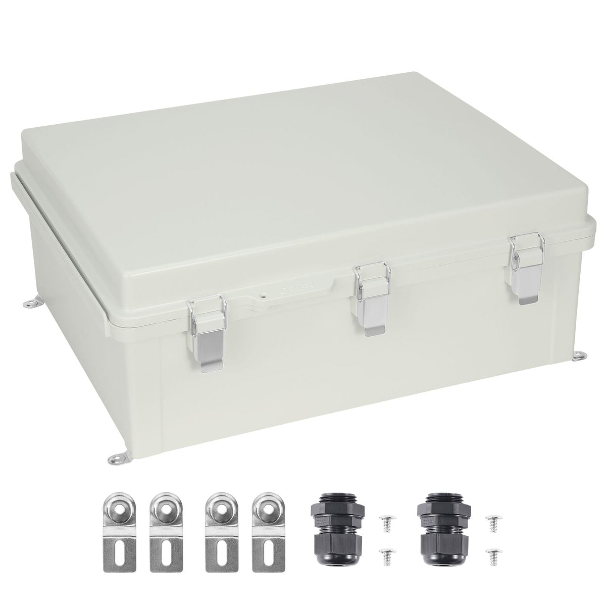Outdoor Electrical Junction Box, 20.87 x 16.92 x 7.87 in, ABS Plastic Electrical Enclosure Box with Hinged Cover Stainless Steel Latch, IP67 Dustproof Waterproof for Outdoor Electrical Projects