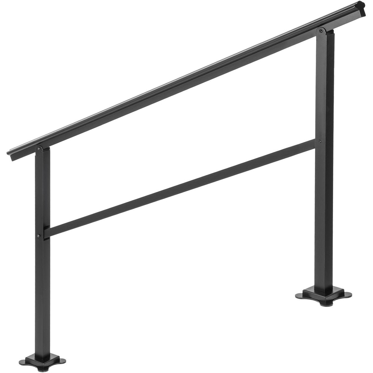 Outdoor Handrail 165LBS Load Handrail Outdoor Stairs Aluminum Stair Handrail 60 x 35" Outdoor Stair Railing Transitional Range from 0 to 30° Staircase Handrail Fits 4-5 Steps with Screw Kit