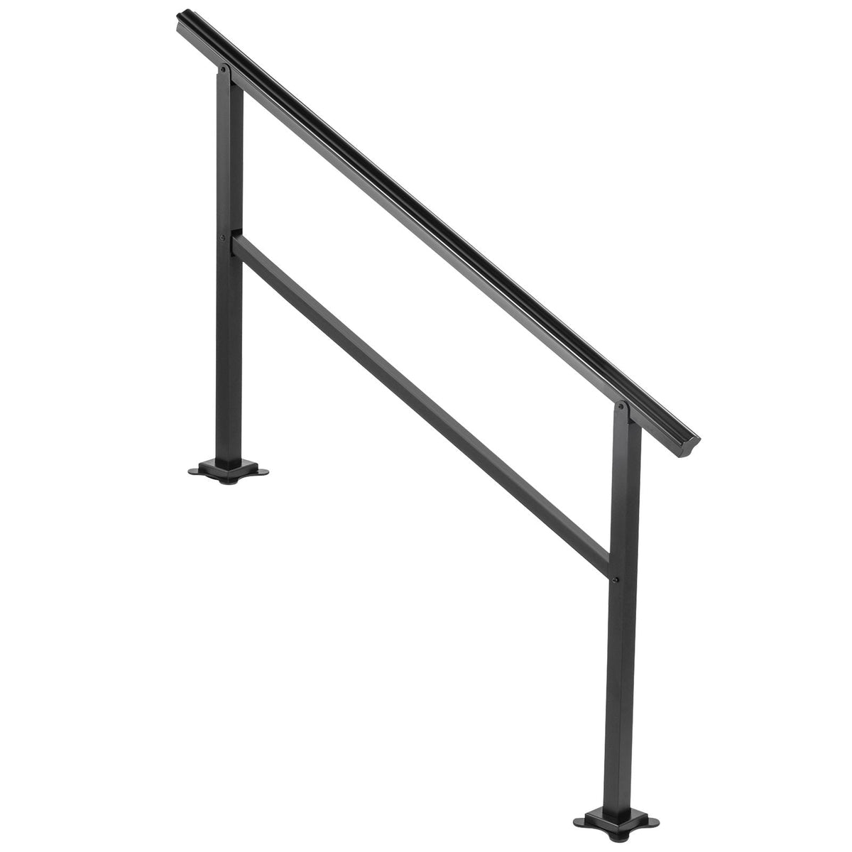 Outdoor Handrail 165LBS Load Handrail Outdoor Stairs Aluminum Stair Handrail 60 x 35" Outdoor Stair Railing Transitional Range from 0 to 30° Staircase Handrail Fits 4-5 Steps with Screw Kit