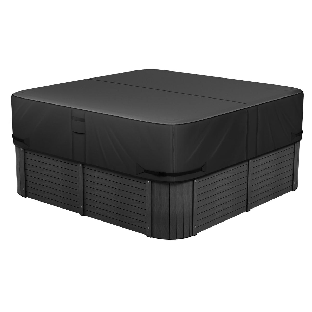 Outdoor Hot Tub Cover, 76 x 76 x 20 Inch Weatherproof and Waterproof Hot Tub Cover Protector, 600D Heavy Duty Oxford Fabric and 950N Tearing Strength, Square Spa Covers for Hottub, Black