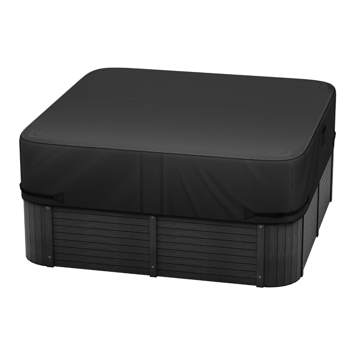 Outdoor Hot Tub Cover, 85 x 85 x 20 Inch Weatherproof and Waterproof Hot Tub Cover Protector, 600D Heavy Duty Oxford Fabric and 950N Tearing Strength, Square Spa Covers for Hottub, Black