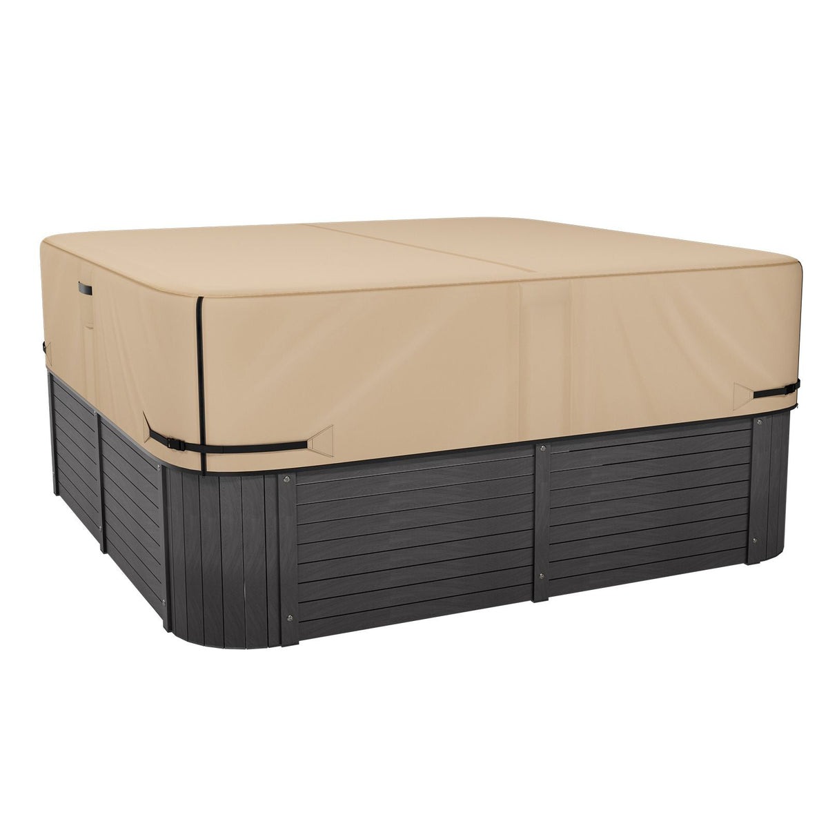 Outdoor Hot Tub Cover, 85 x 85 x 20 Inch Weatherproof and Waterproof Hot Tub Cover Protector, 600D Heavy Duty Oxford Fabric and 950N Tearing Strength, Square Spa Covers for Hottub, Brown