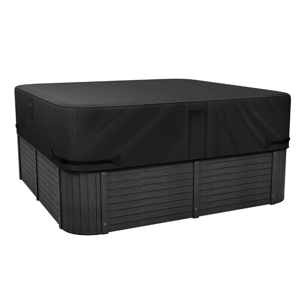 Outdoor Hot Tub Cover, 88 x 88 x 20 Inch Weatherproof and Waterproof Hot Tub Cover Protector, 600D Heavy Duty Oxford Fabric and 950N Tearing Strength, Square Spa Covers for Hottub, Black