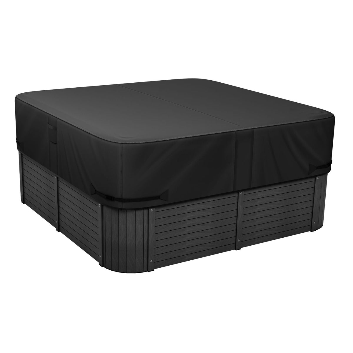 Outdoor Hot Tub Cover, 90 x 90 x 20 Inch Weatherproof and Waterproof Hot Tub Cover Protector, 600D Heavy Duty Oxford Fabric and 950N Tearing Strength, Square Spa Covers for Hottub, Black
