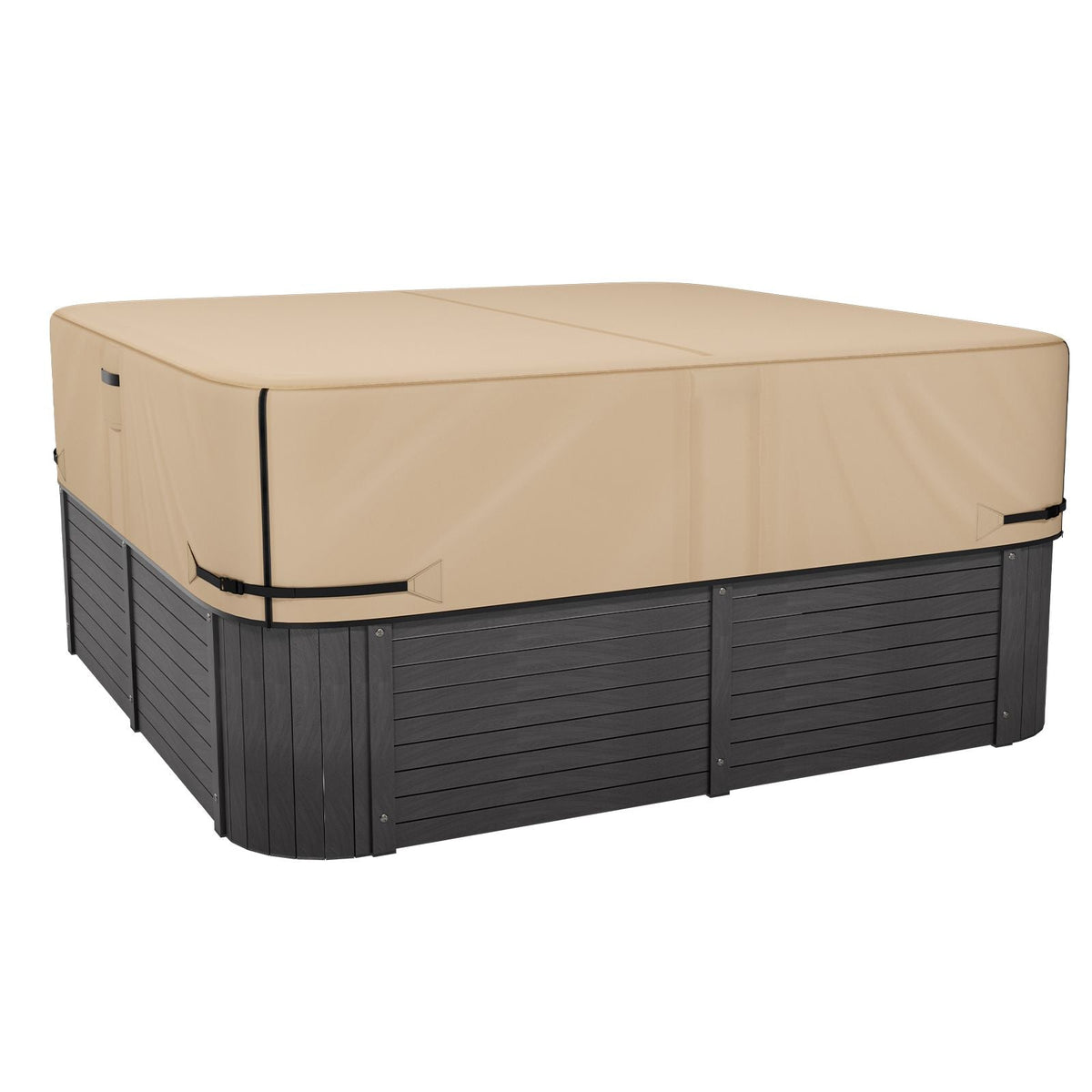 Outdoor Hot Tub Cover, 90 x 90 x 20 Inch Weatherproof and Waterproof Hot Tub Cover Protector, 600D Heavy Duty Oxford Fabric and 950N Tearing Strength, Square Spa Covers for Hottub, Brown