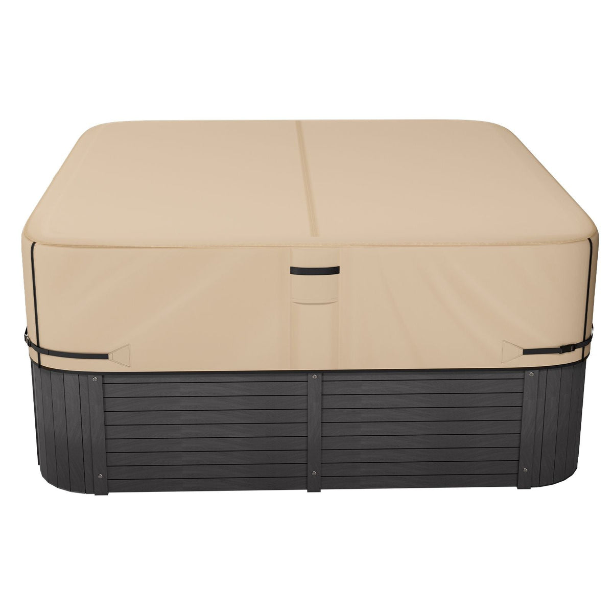 Outdoor Hot Tub Cover, 90 x 90 x 20 Inch Weatherproof and Waterproof Hot Tub Cover Protector, 600D Heavy Duty Oxford Fabric and 950N Tearing Strength, Square Spa Covers for Hottub, Brown