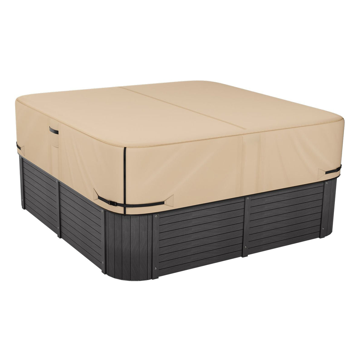 Outdoor Hot Tub Cover, 90 x 90 x 20 Inch Weatherproof and Waterproof Hot Tub Cover Protector, 600D Heavy Duty Oxford Fabric and 950N Tearing Strength, Square Spa Covers for Hottub, Brown