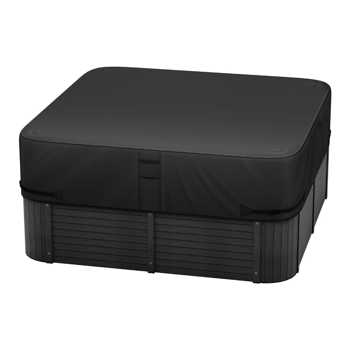 Outdoor Hot Tub Cover, 93 x 93 x 20 Inch Weatherproof and Waterproof Hot Tub Cover Protector, 600D Heavy Duty Oxford Fabric and 950N Tearing Strength, Square Spa Covers for Hottub, Black