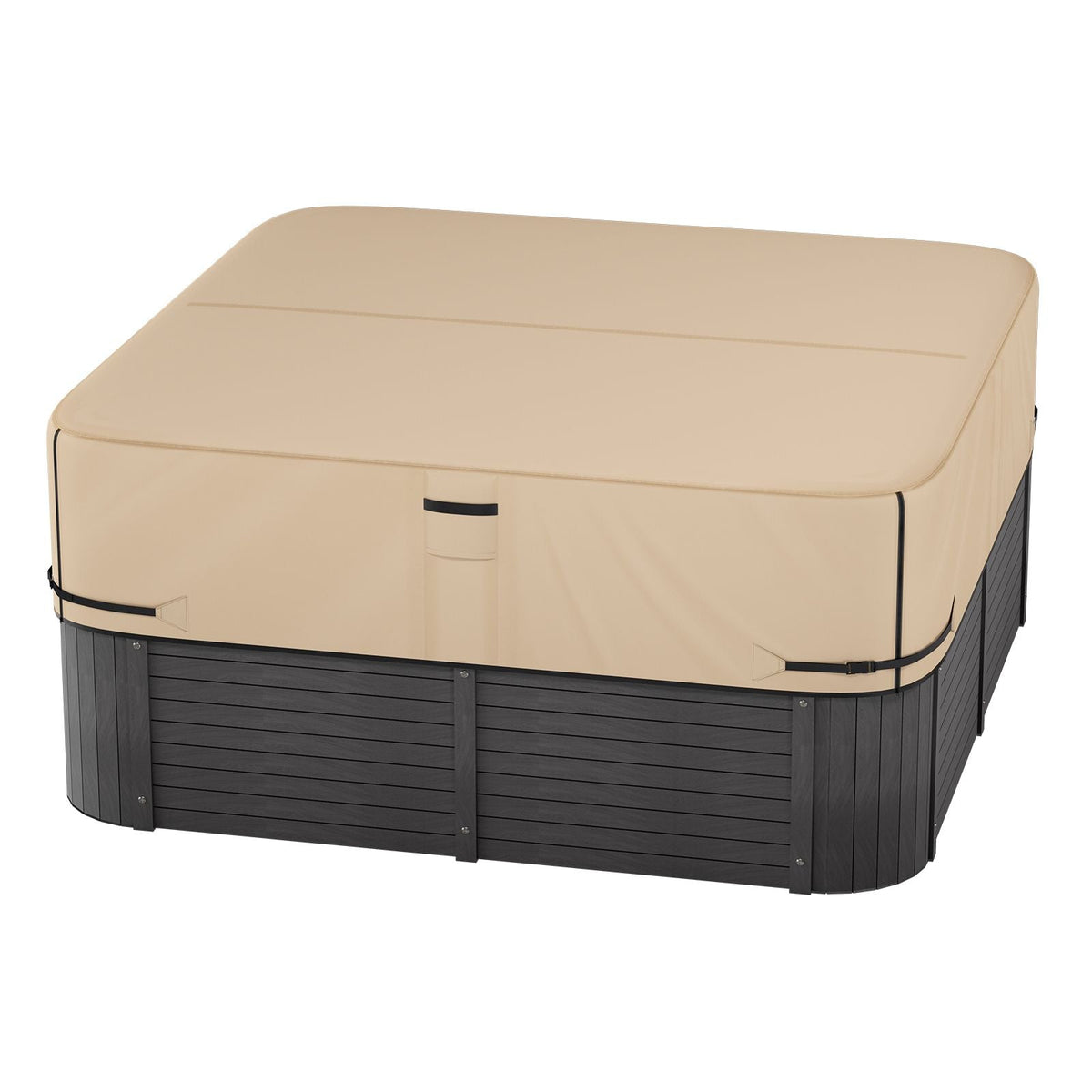Outdoor Hot Tub Cover, 95 x 95 x 20 Inch Weatherproof and Waterproof Hot Tub Cover Protector, 600D Heavy Duty Oxford Fabric and 950N Tearing Strength, Square Spa Covers for Hottub, Brown