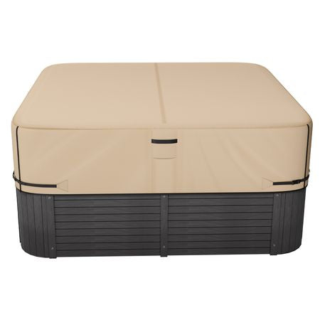 Outdoor Hot Tub Cover, 95 x 95 x 20 Inch Weatherproof and Waterproof Hot Tub Cover Protector, 600D Heavy Duty Oxford Fabric and 950N Tearing Strength, Square Spa Covers for Hottub, Brown
