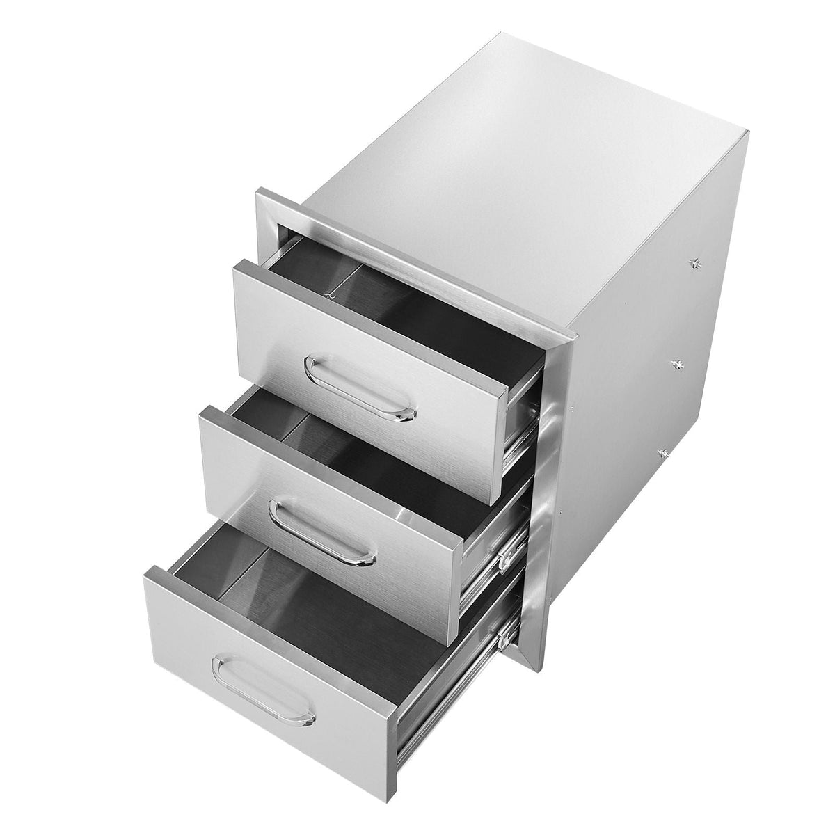 Outdoor Kitchen Drawers 16" W x 21.5" H x 18" D, Flush Mount Triple Access BBQ Drawers with Stainless Steel Handle, BBQ Island Drawers for Outdoor Kitchens or BBQ Island Patio Grill Station