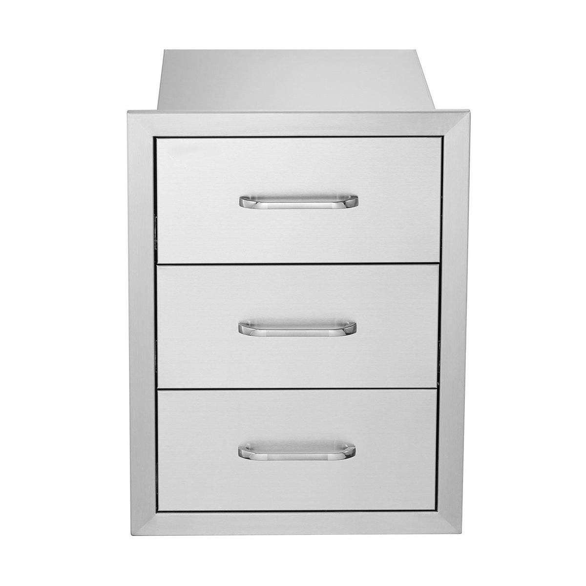 Outdoor Kitchen Drawers 16" W x 21.5" H x 18" D, Flush Mount Triple Access BBQ Drawers with Stainless Steel Handle, BBQ Island Drawers for Outdoor Kitchens or BBQ Island Patio Grill Station