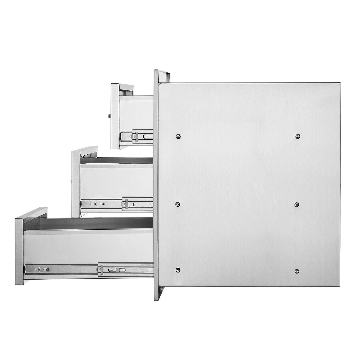Outdoor Kitchen Drawers 16" W x 21.5" H x 18" D, Flush Mount Triple Access BBQ Drawers with Stainless Steel Handle, BBQ Island Drawers for Outdoor Kitchens or BBQ Island Patio Grill Station