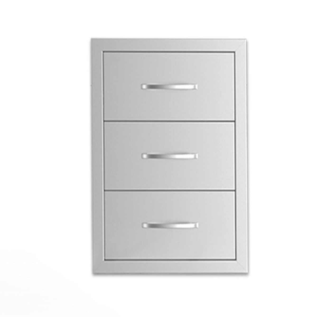 Outdoor Kitchen Drawers, 16.5"W x 29"H x 20.5"D Triple Access Drawers, Stainless Steel Flush Mount Cabinets, BBQ Island Drawers Storage with Paper Towel Holder & Handle, for Patio Grill Station