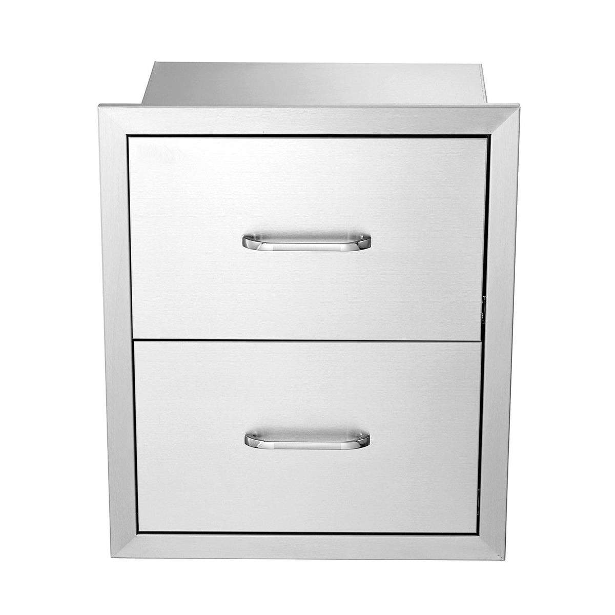 Outdoor Kitchen Drawers 17.8W x 20.2H x 12.2D Inch, Flush Mount Double BBQ Drawers Stainless Steel with Handle, BBQ Island Drawers for Outdoor Kitchens or Patio Grill Station