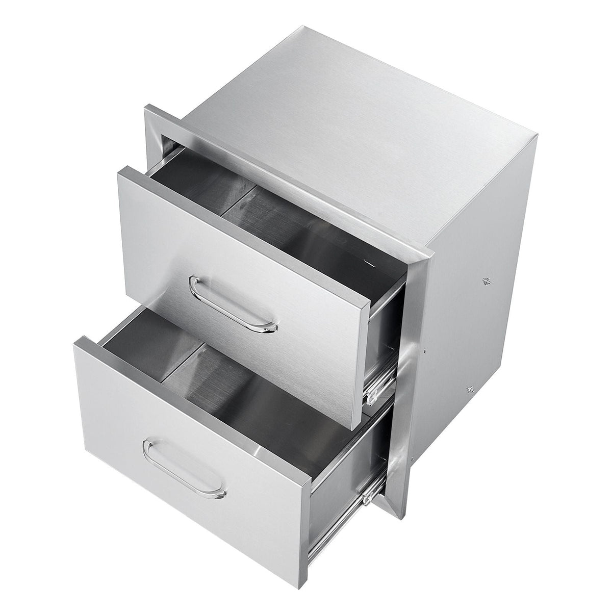 Outdoor Kitchen Drawers 17.8W x 20.2H x 12.2D Inch, Flush Mount Double BBQ Drawers Stainless Steel with Handle, BBQ Island Drawers for Outdoor Kitchens or Patio Grill Station