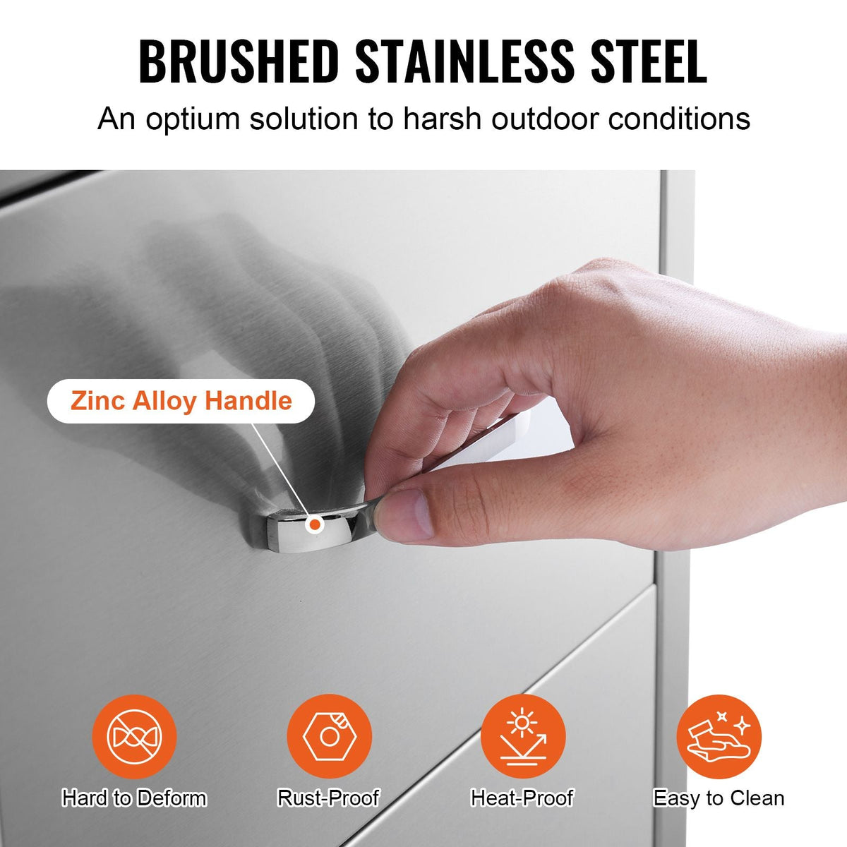 Outdoor Kitchen Drawers 17.8W x 20.2H x 12.2D Inch, Flush Mount Double BBQ Drawers Stainless Steel with Handle, BBQ Island Drawers for Outdoor Kitchens or Patio Grill Station