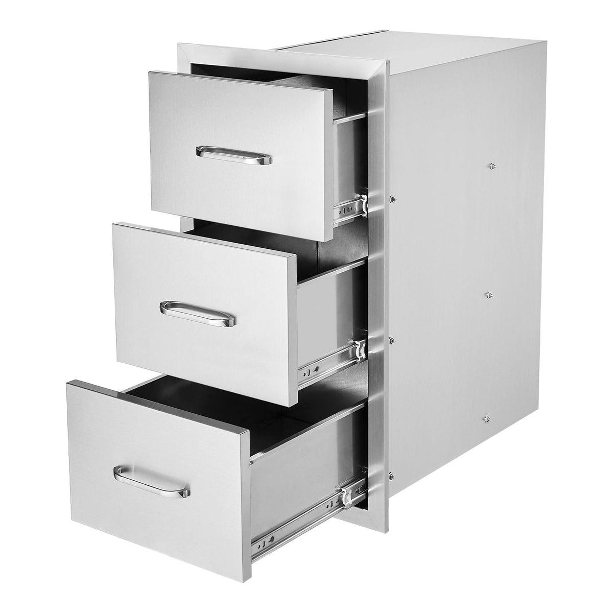 Outdoor Kitchen Drawers, 18.5"W x 22.5"H x 22.5"D Triple Access Drawers, Stainless Steel Flush Mount Cabinets, BBQ Island Drawers Storage with Handle, for Outdoor Kitchens or Patio Grill Station
